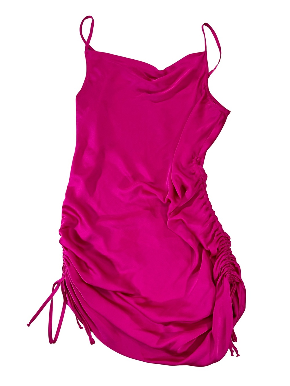 1. State Fuchsia Ruched Adjustable Mini Slip Dress